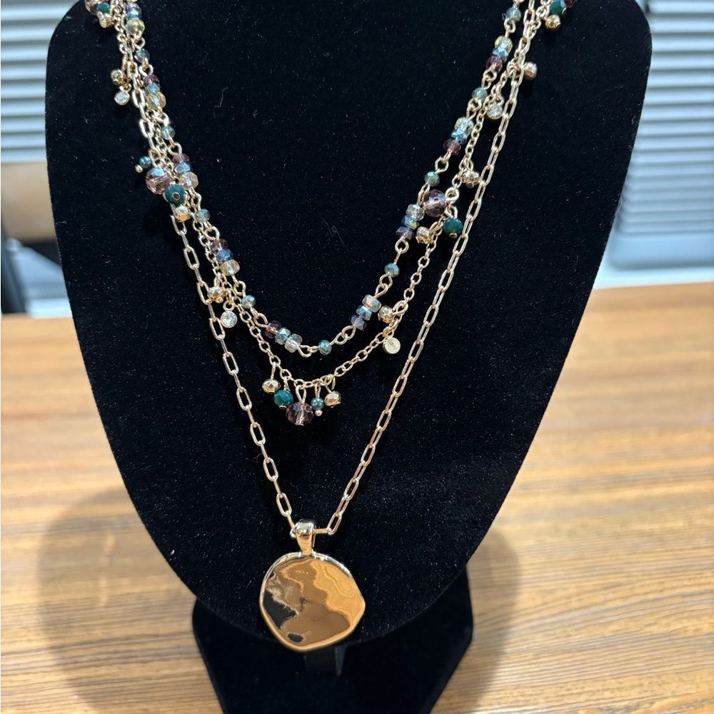 Style & Co. Gold Multi-Layer Gold Tone Necklace with Beads - Picture 3 of 11